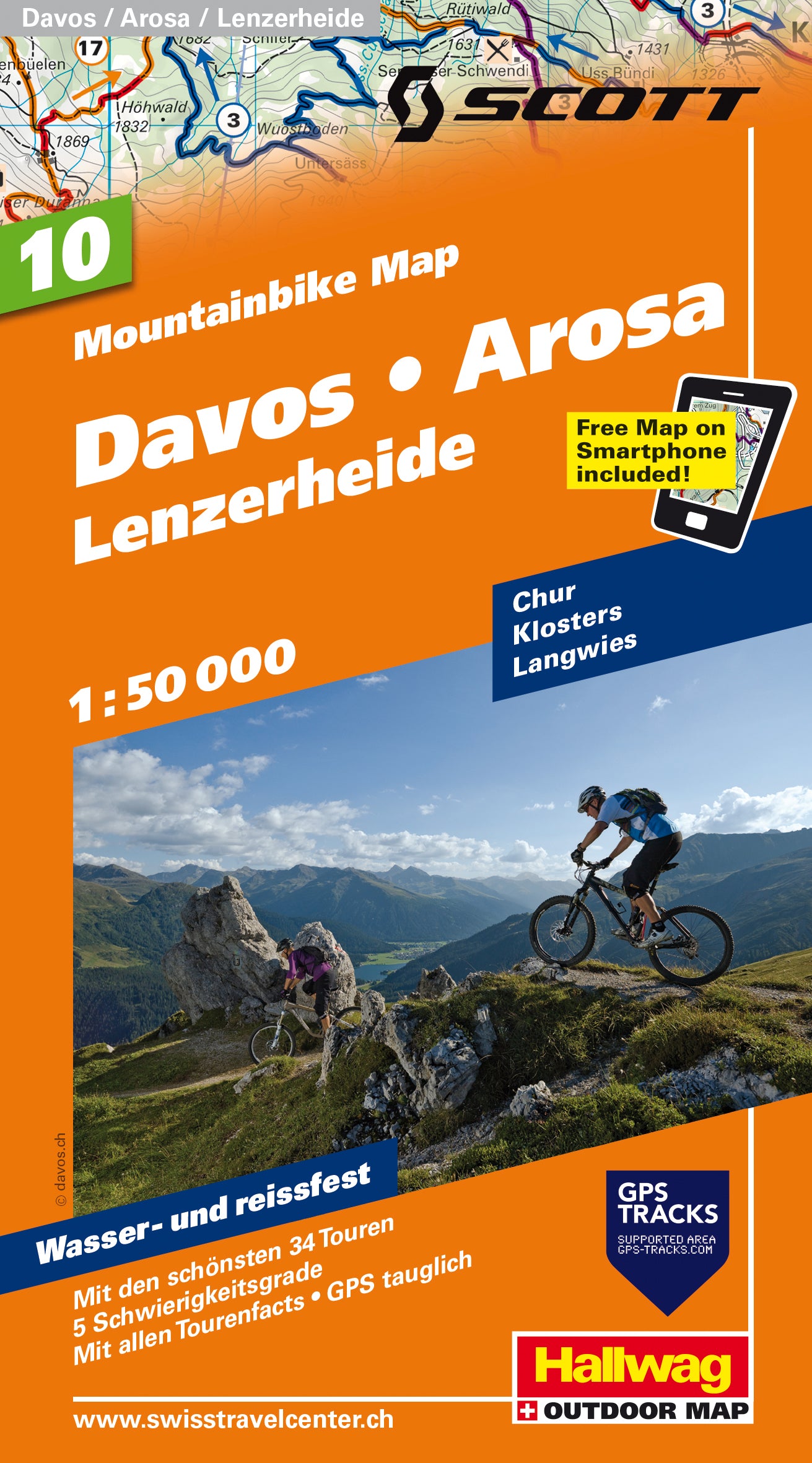 Davos, Arosa, Lenzerheide Mountainbike-Karte Nr. 10, 1:50 000