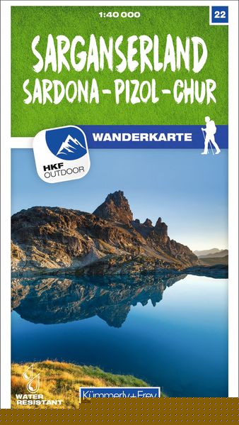 Sarganserland Sardona - Pizol - Chur 22 Wanderkarte 1:40 000 matt laminiert -Wanderkarten   