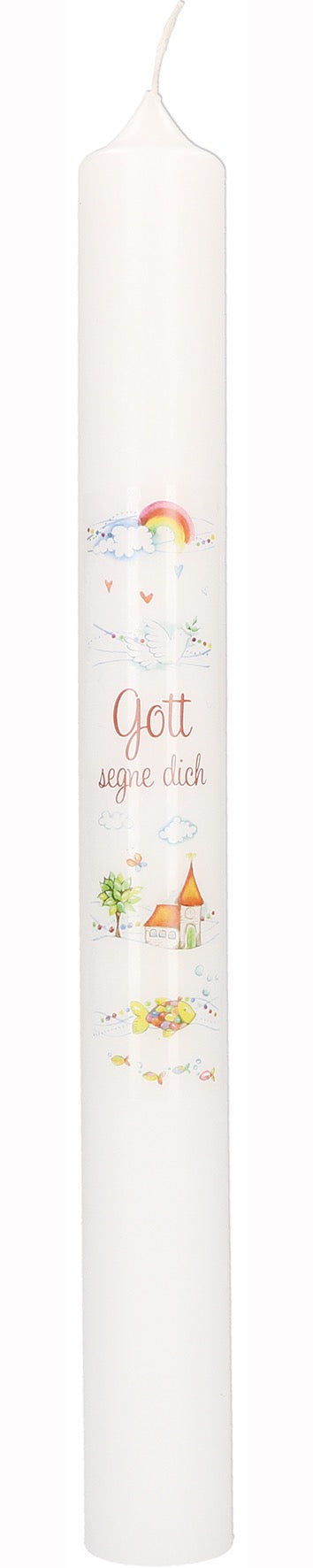 Taufkerze mit Druckmotiv Gott segne dich - 400/40mm
