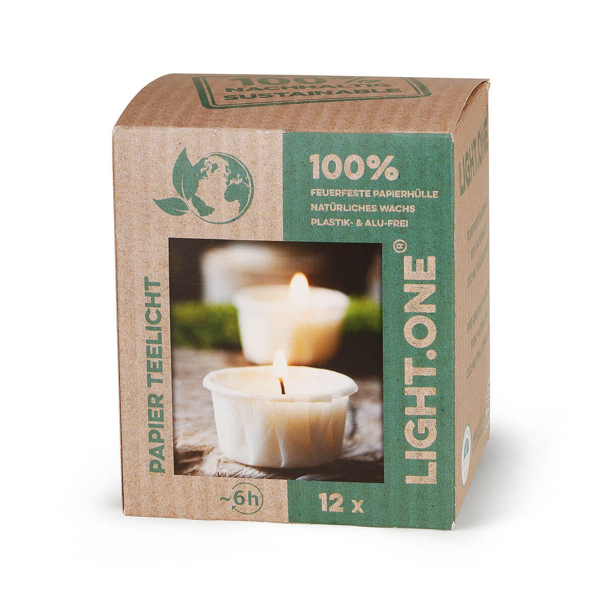 Teelichte in Papierhülle - vegan 6h - aus Rapswachs - Packung à 12 Stück
