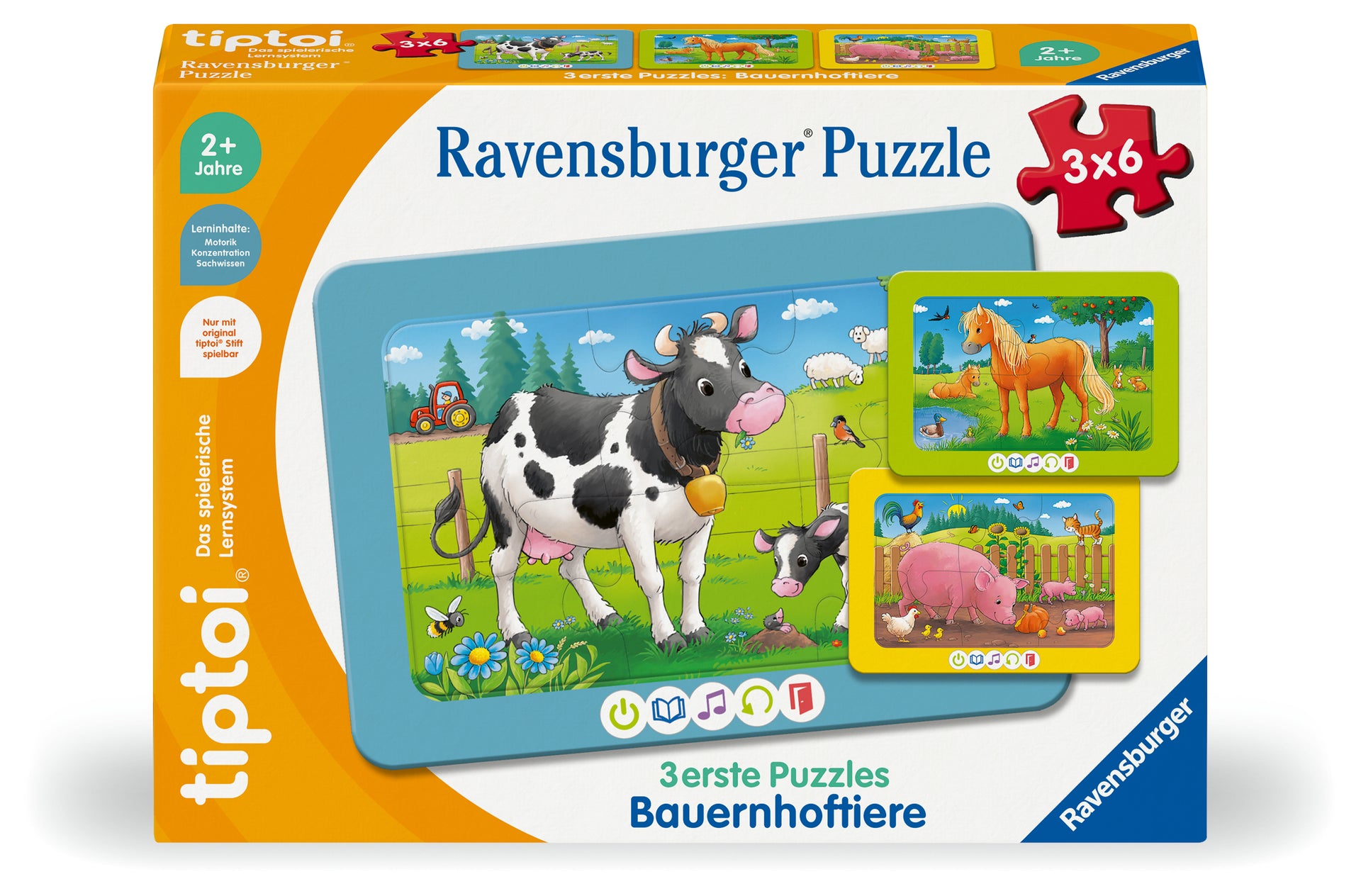 Ravensburger tiptoi Puzzle 00229 - 3 erste Puzzles: Bauernhoftiere