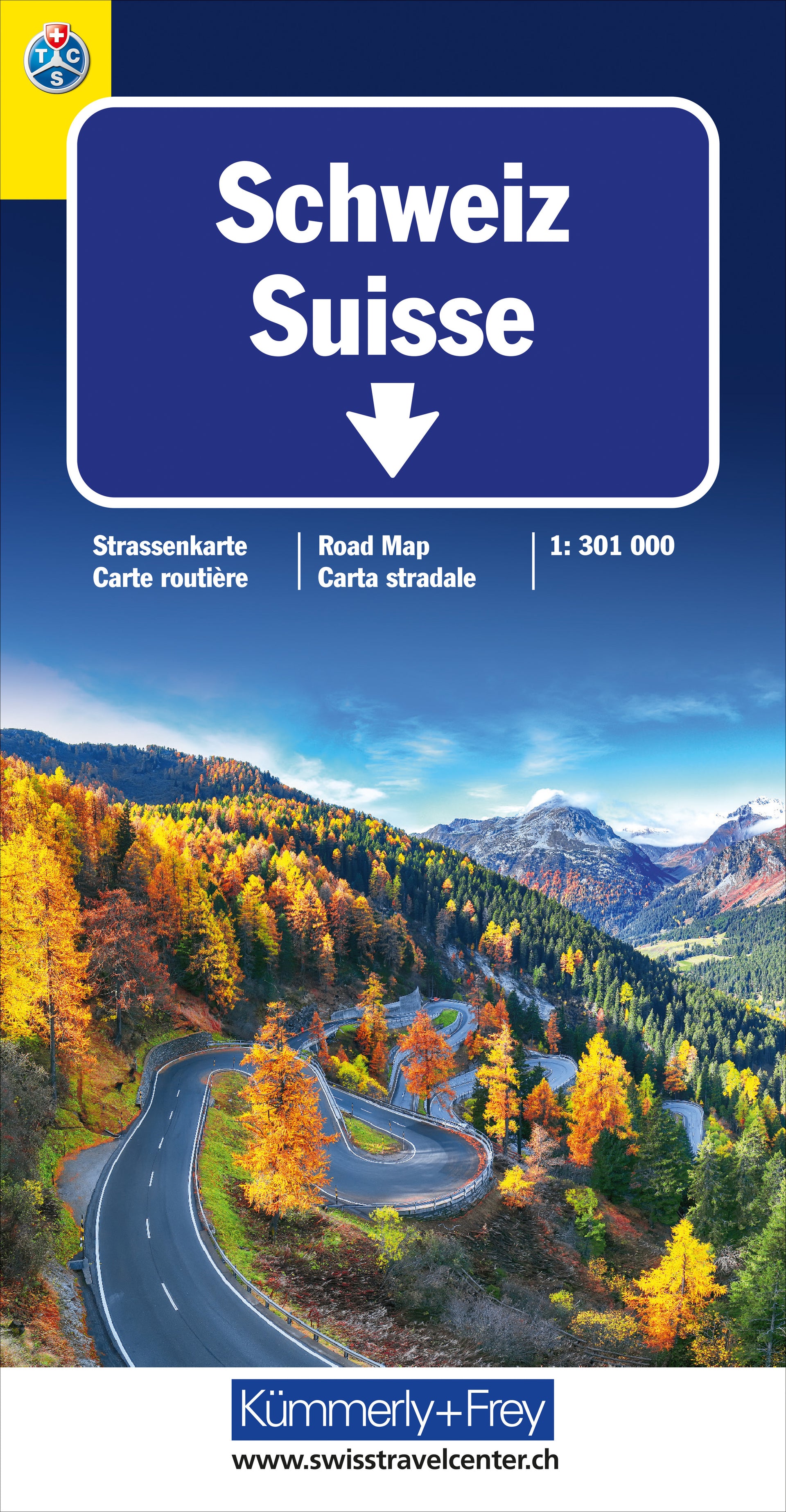 Schweiz TCS 2021 Strassenkarte. 1:301'000