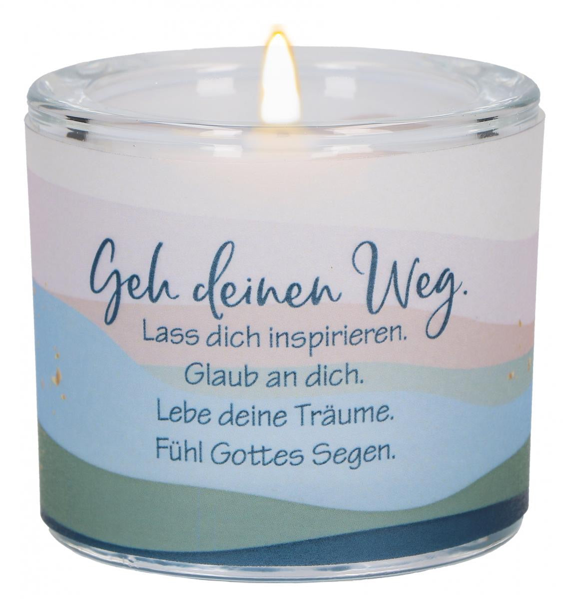 Windlicht aus Glas "Geh deinen Weg"