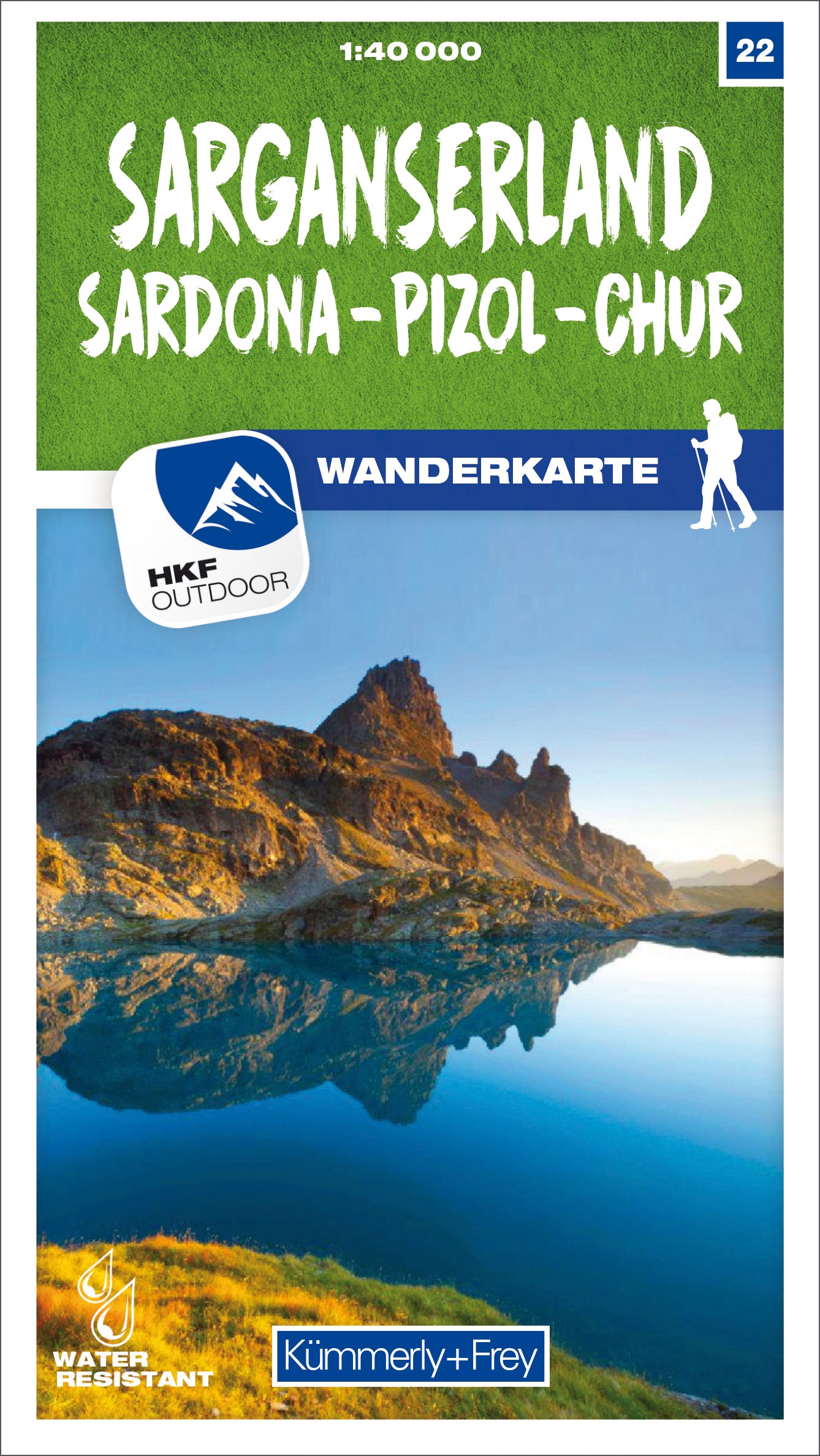 Sarganserland Sardona - Pizol - Chur 22 Wanderkarte 1:40 000 matt laminiert