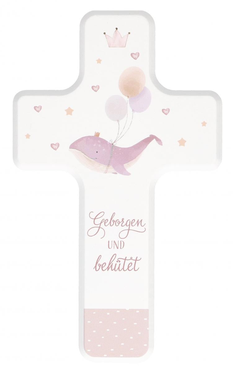 Kreuz Erste Kommunion "Geborgen und behütet" - rosa