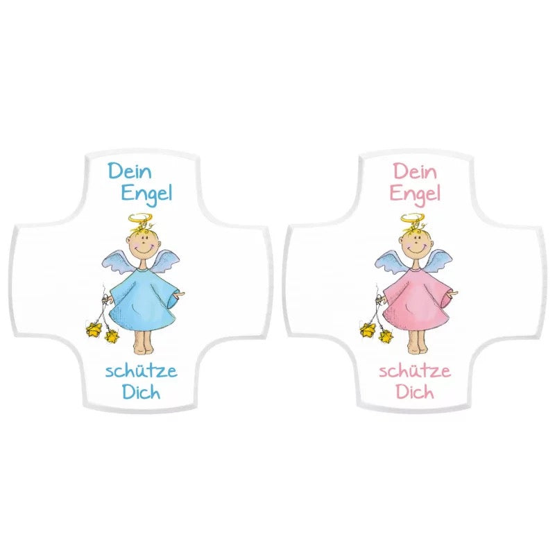 Kinderkreuz "Dein Engel schütze Dich" - Rosa