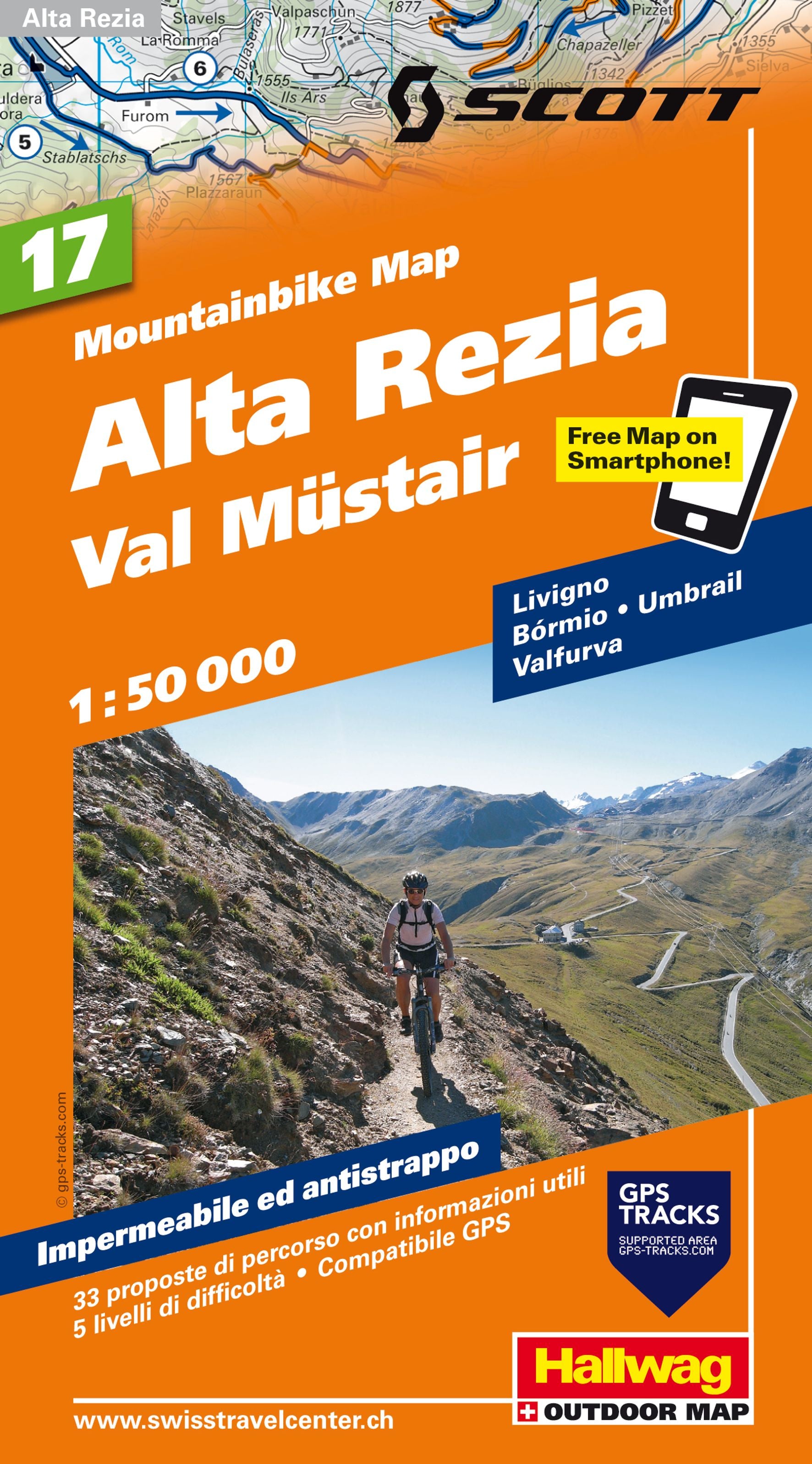 Alta Rezia, Val Müstair Mountainbike-Karte Nr. 17, 1:50 000