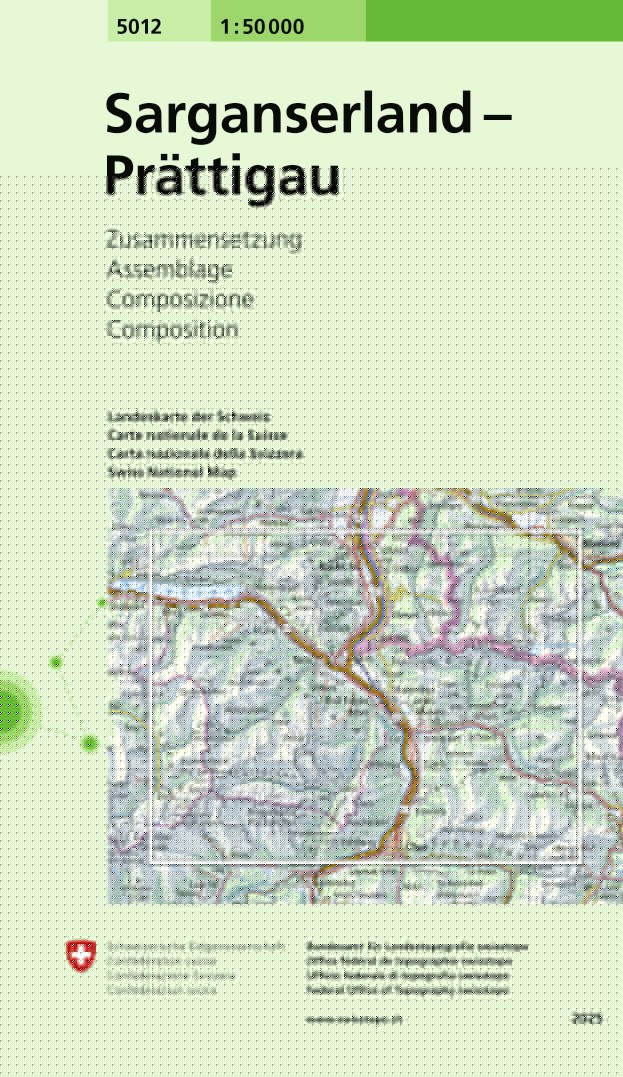 Sarganserland, Prättigau. 1:50'000 -Wanderkarten   