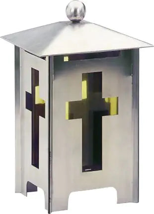 Grablampe Edelstahl eckig mit Kreuz - Höhe 22cm