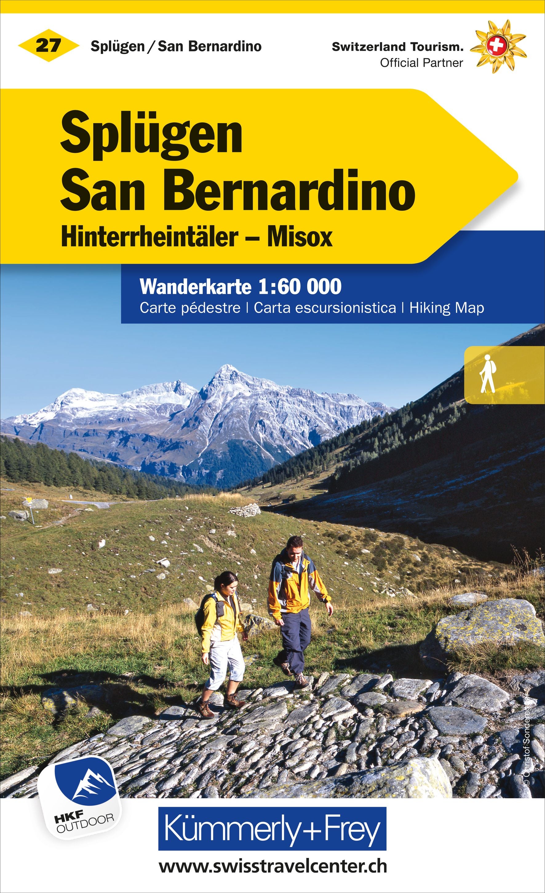 Splügen-San Bernardino, Hinterrheintäler, Misox Wanderkarte nr. 27. 1:60'000