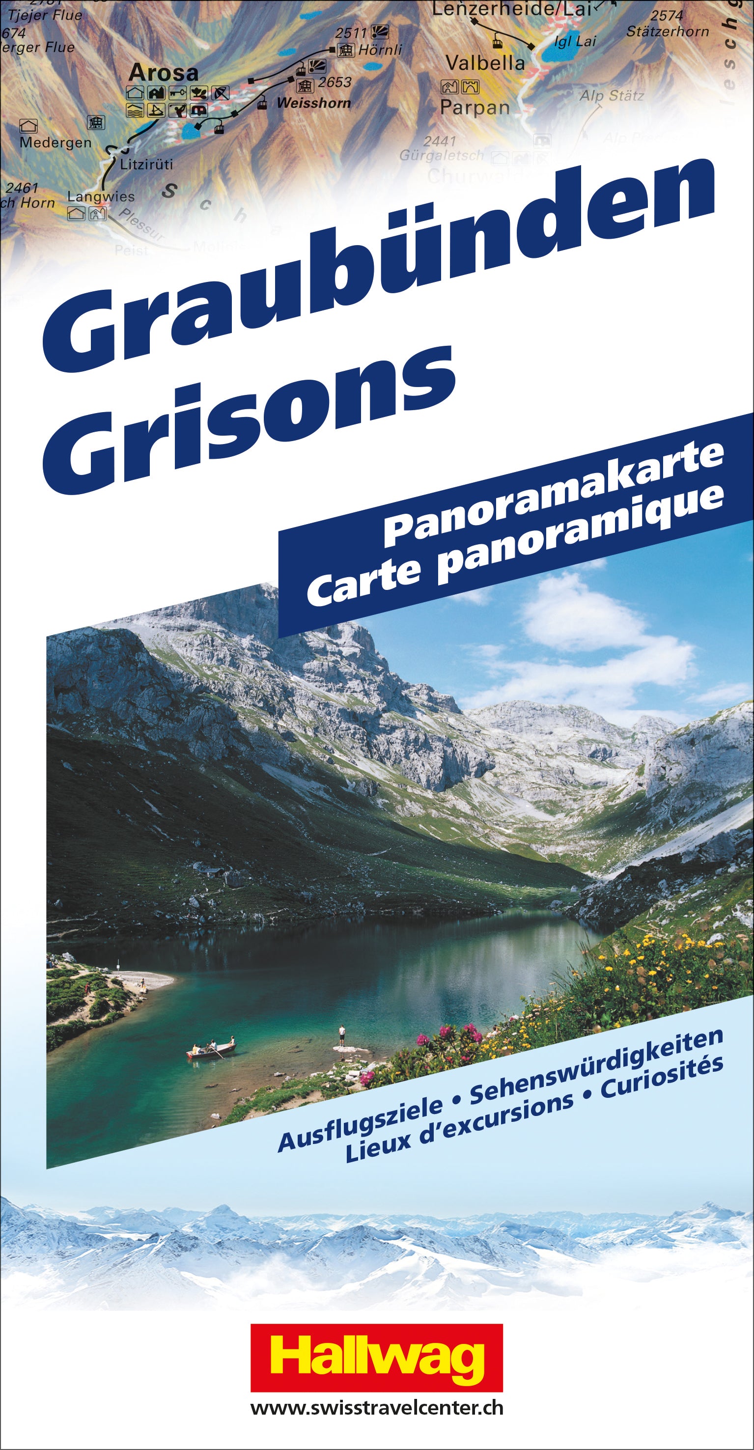 Graubünden Panoramakarte. 1:0Ausflugsziele, Sehenswürdigkeiten