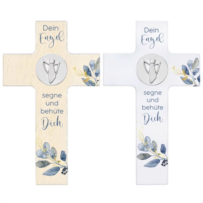 Kinderkreuz "Dein Engel segne und behüte dich" - blau