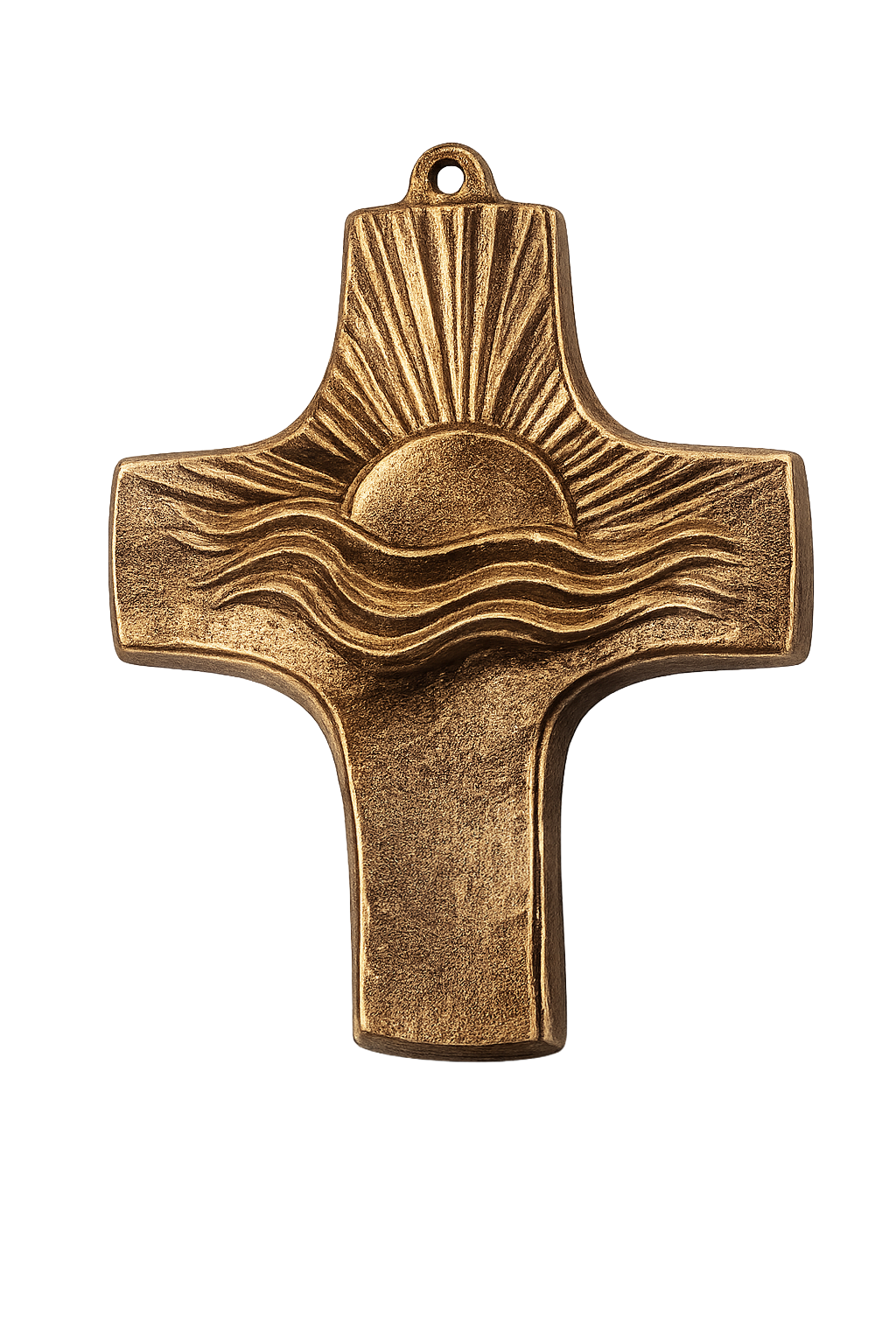 Kreuz aus Bronze zur Kommunion "Sonnenaufgang"