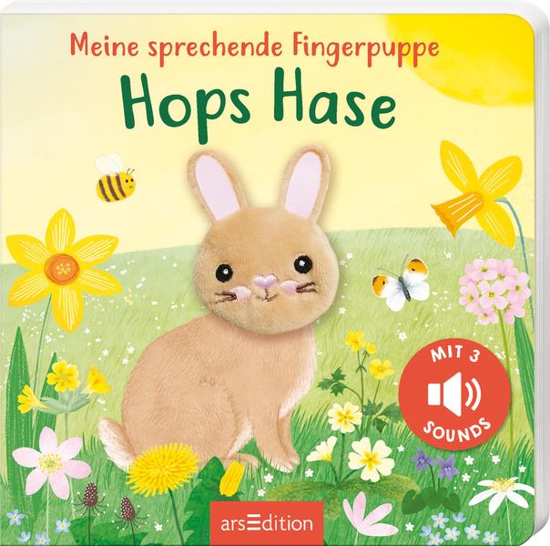 illustriert von Sharon Harmer: Meine sprechende Fingerpuppe: Hops Hase -   Pappbücher