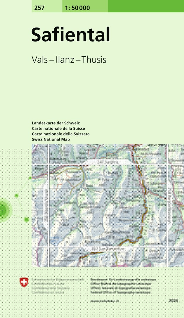 Safiental. 1:50'000Vals - Ilanz - Thusis -Wanderkarten   