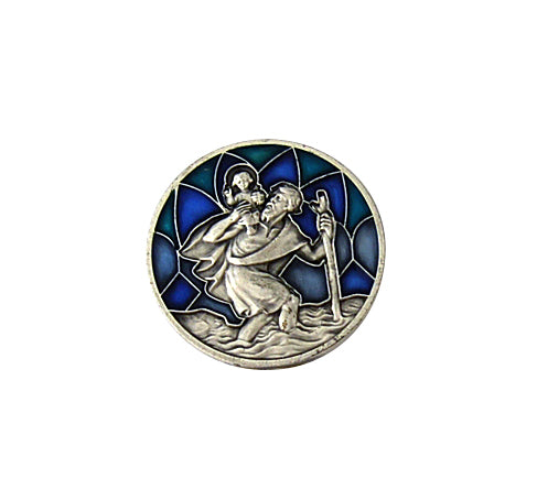 Autoplakette Christophorus blau emailliert
