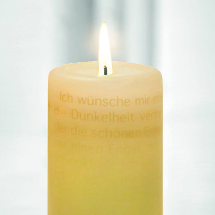 Leuchtende Wortlichtkerze Trauer - Ich wünsche mir einen Engel - Trauerkerze.