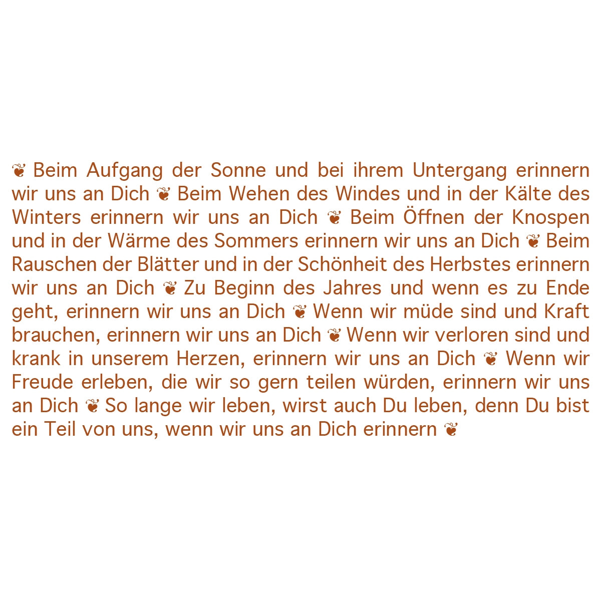 Der Text der Wortlichtkerze Trauer "Wir erinnern uns"
