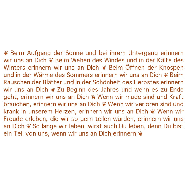 Der Text der Wortlichtkerze Trauer "Wir erinnern uns"