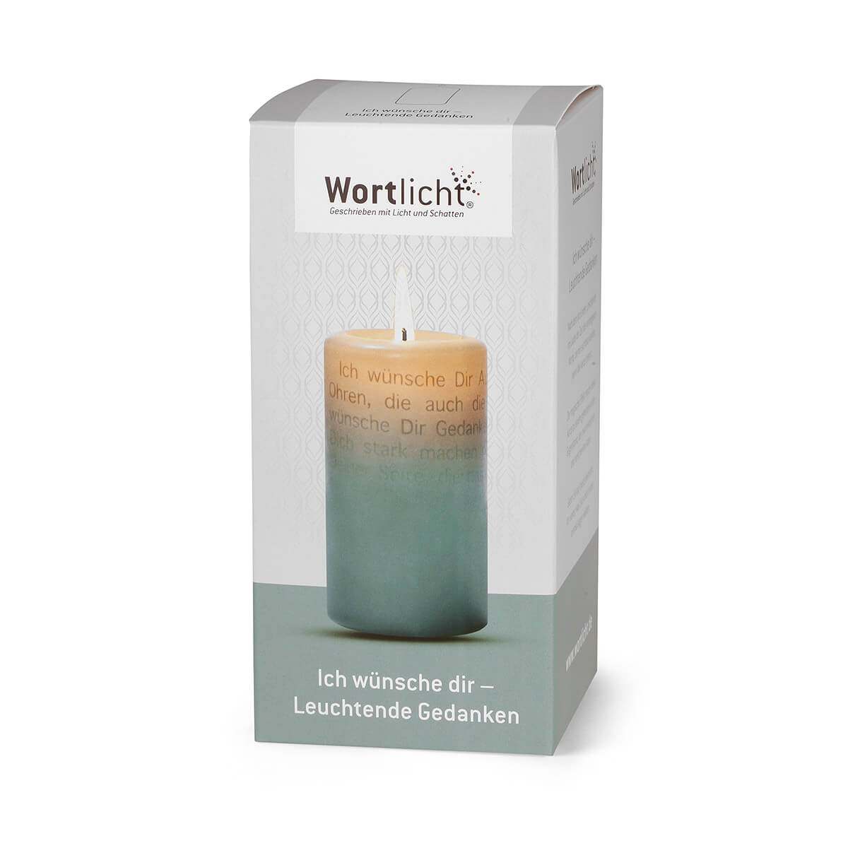 Wortlicht Kerze "Ich wünsche dir" Leuchtende Gedanken als Geschenk