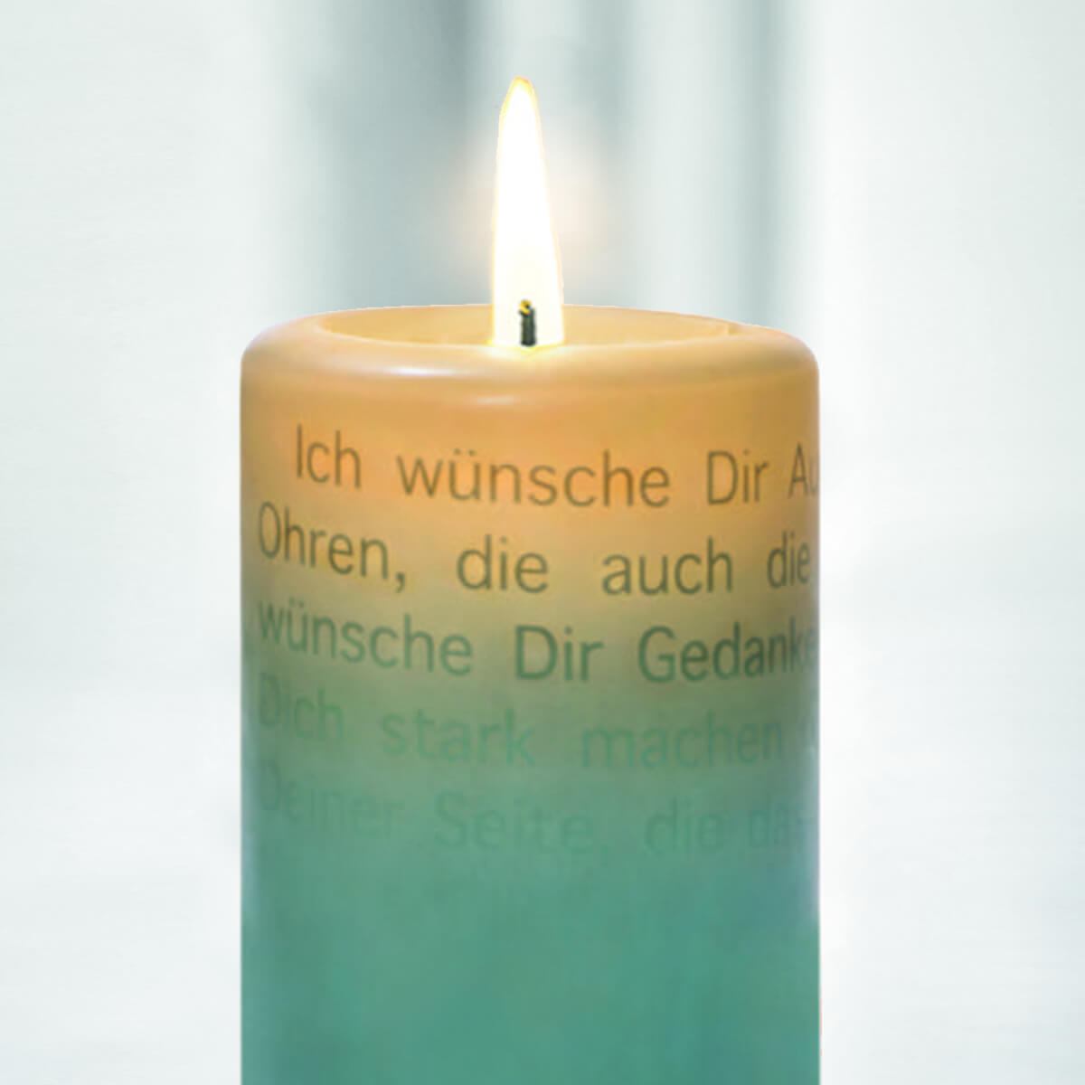 Brennende Wortlicht Kerze "Ich wünsche dir" Leuchtende Gedanken