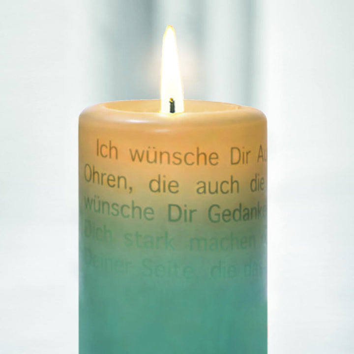 Brennende Wortlicht Kerze "Ich wünsche dir" Leuchtende Gedanken