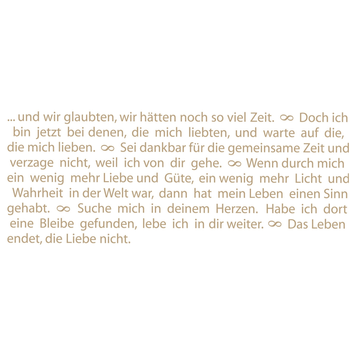 Der Text der Wortlicht Kerze Trauer "Leuchtende Gedanken zum Abschied"