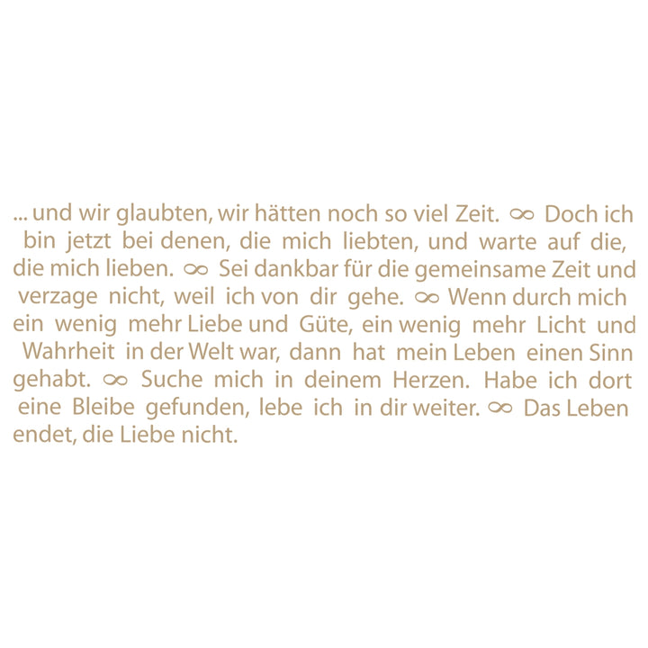 Der Text der Wortlicht Kerze Trauer "Leuchtende Gedanken zum Abschied"