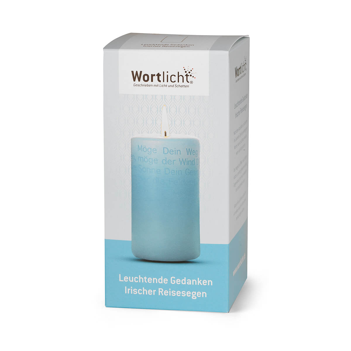 Das Geschenk Wortlicht Kerze "Leuchtende Gedanken - Irischer Reisesegen"
