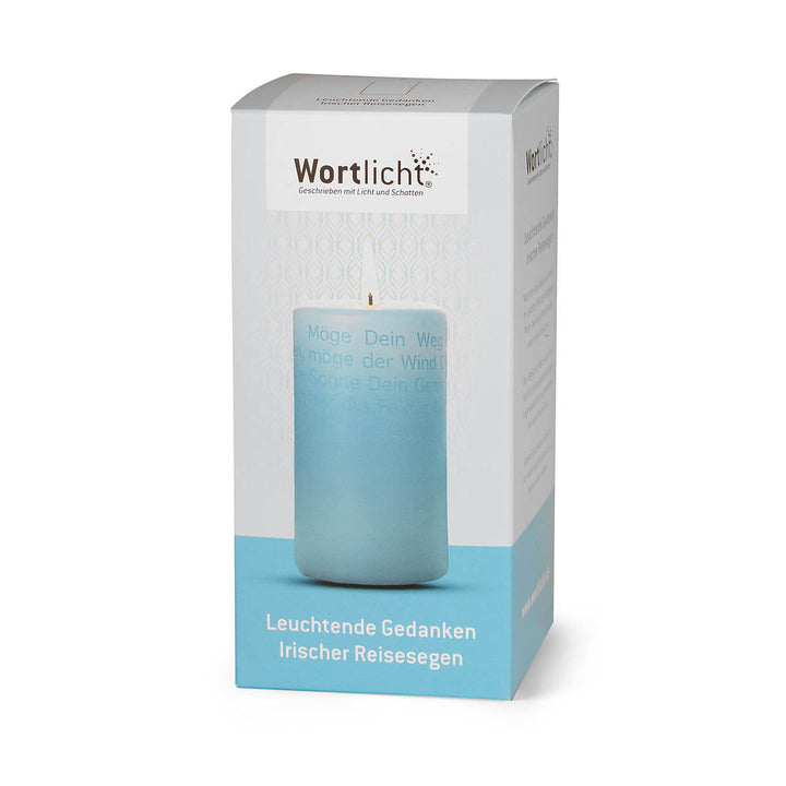 Das Geschenk Wortlicht Kerze "Leuchtende Gedanken - Irischer Reisesegen"