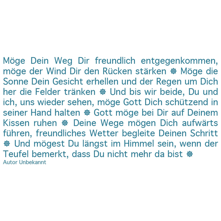 Der Text zur Wortlicht Kerze "Leuchtende Gedanken - Irischer Reisesegen"