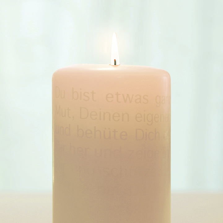Die leuchtende Wortlicht Kerze zum Thema Konfirmation