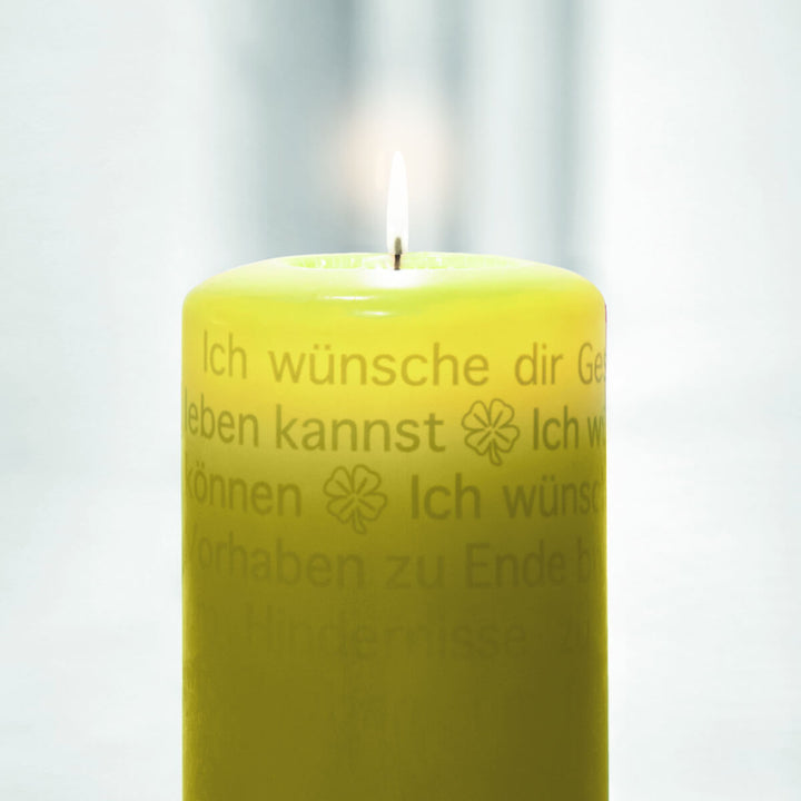 Leuchtende Wortlicht Kerze zum Thema "Zufriedenes Leben"