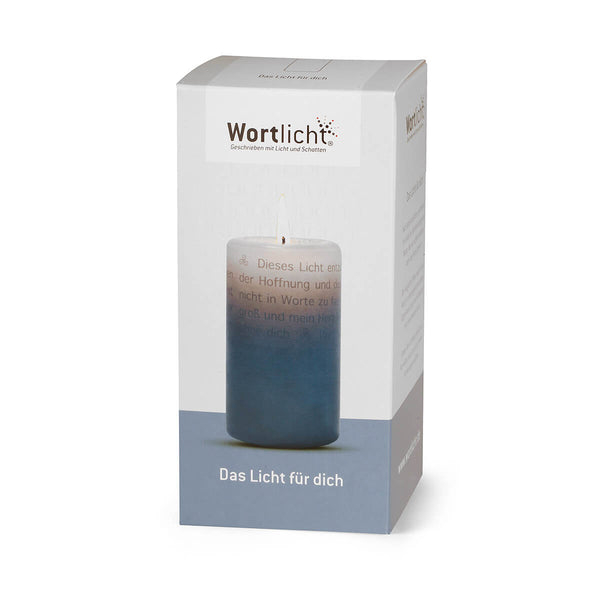 Wortlicht Kerze Trauer - Das Licht für dich - im Geschenkkarton.