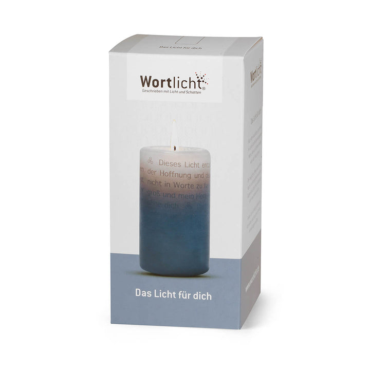 Wortlicht Kerze Trauer - Das Licht für dich - im Geschenkkarton.