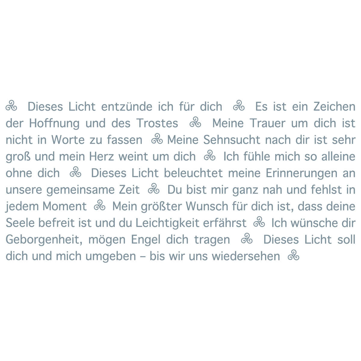 Text der Wortlicht Kerze Trauer - Das Licht für dich