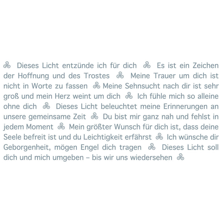 Text der Wortlicht Kerze Trauer - Das Licht für dich