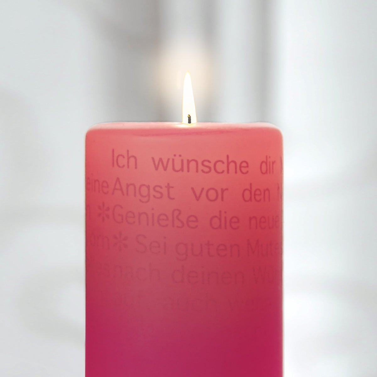 Leuchtende Wortlicht Kerze zum Thema Rosige Zukunft