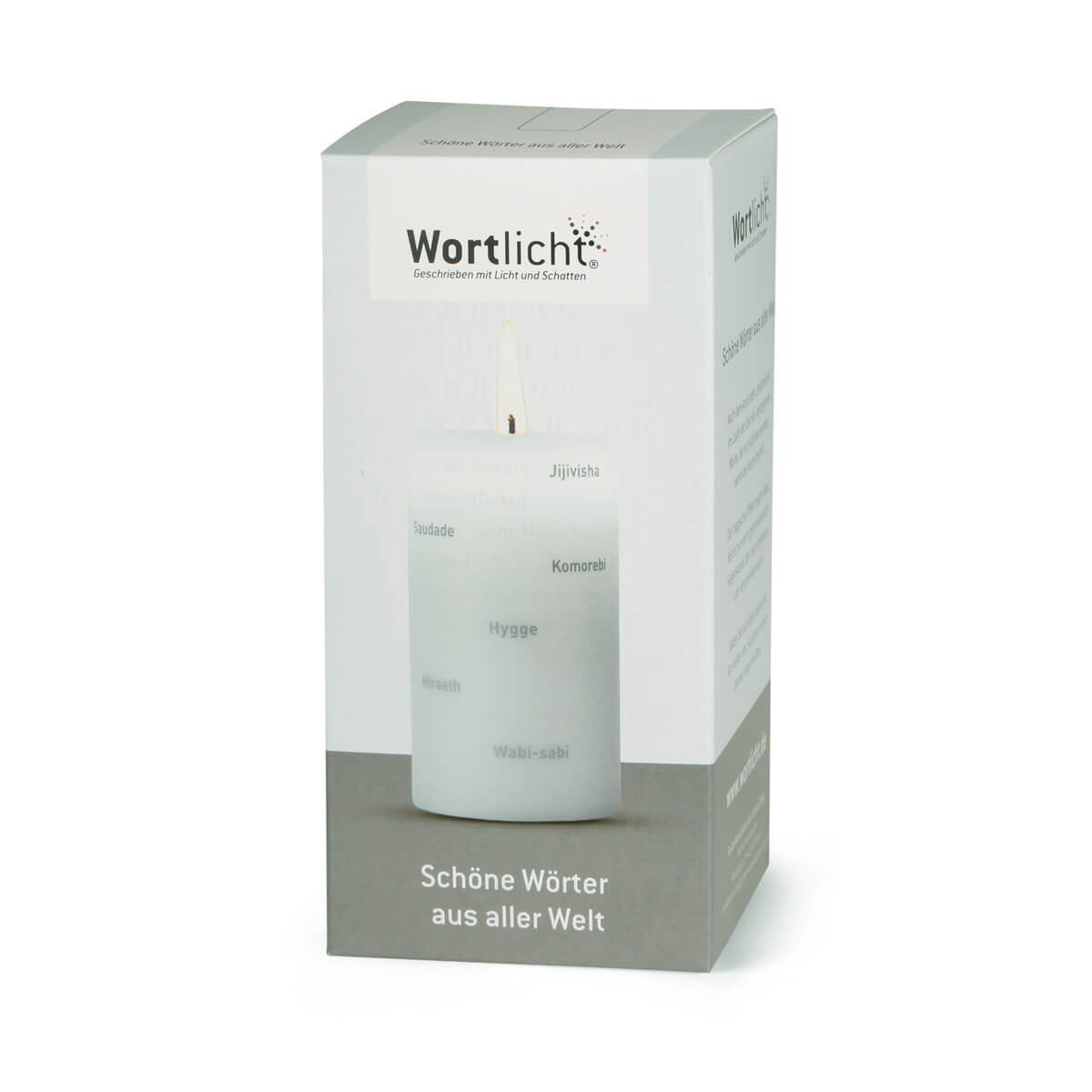 Wortlicht Kerze - Schöne Wörter aus aller Welt im Geschenkkarton