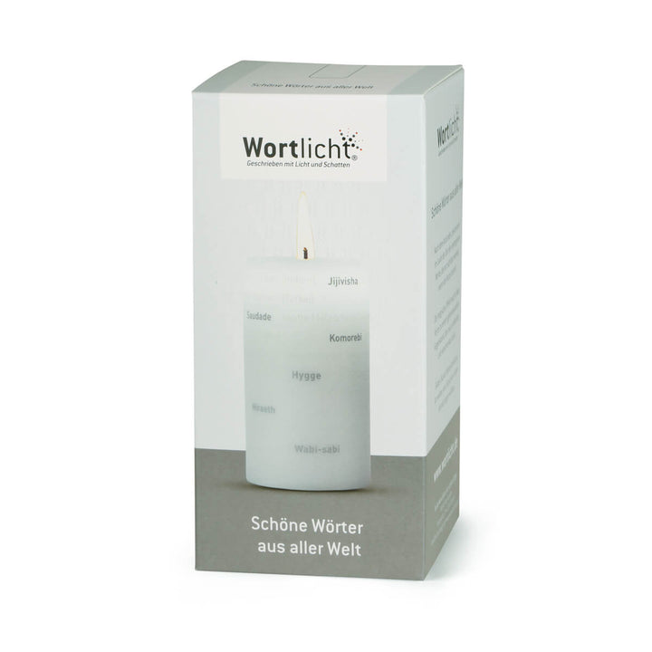 Wortlicht Kerze - Schöne Wörter aus aller Welt im Geschenkkarton