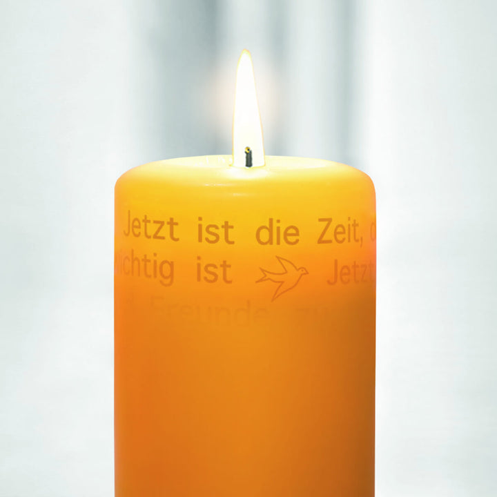 Leuchtende Wortlicht Kerze zum Thema "Wann, wenn nicht jetzt"