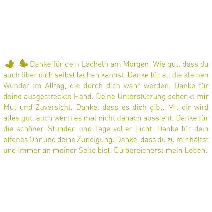 Der poetische Text des Wortlichts "Danke" mit der Botschaft: Schön, dass es dich gibt.