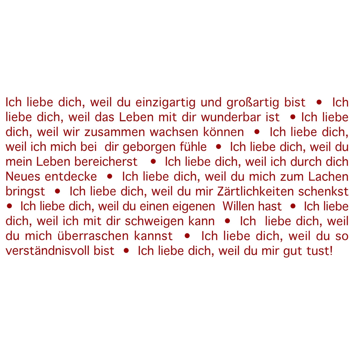 Der Text der roten Wortlicht-Kerze Botschaften des Herzens
