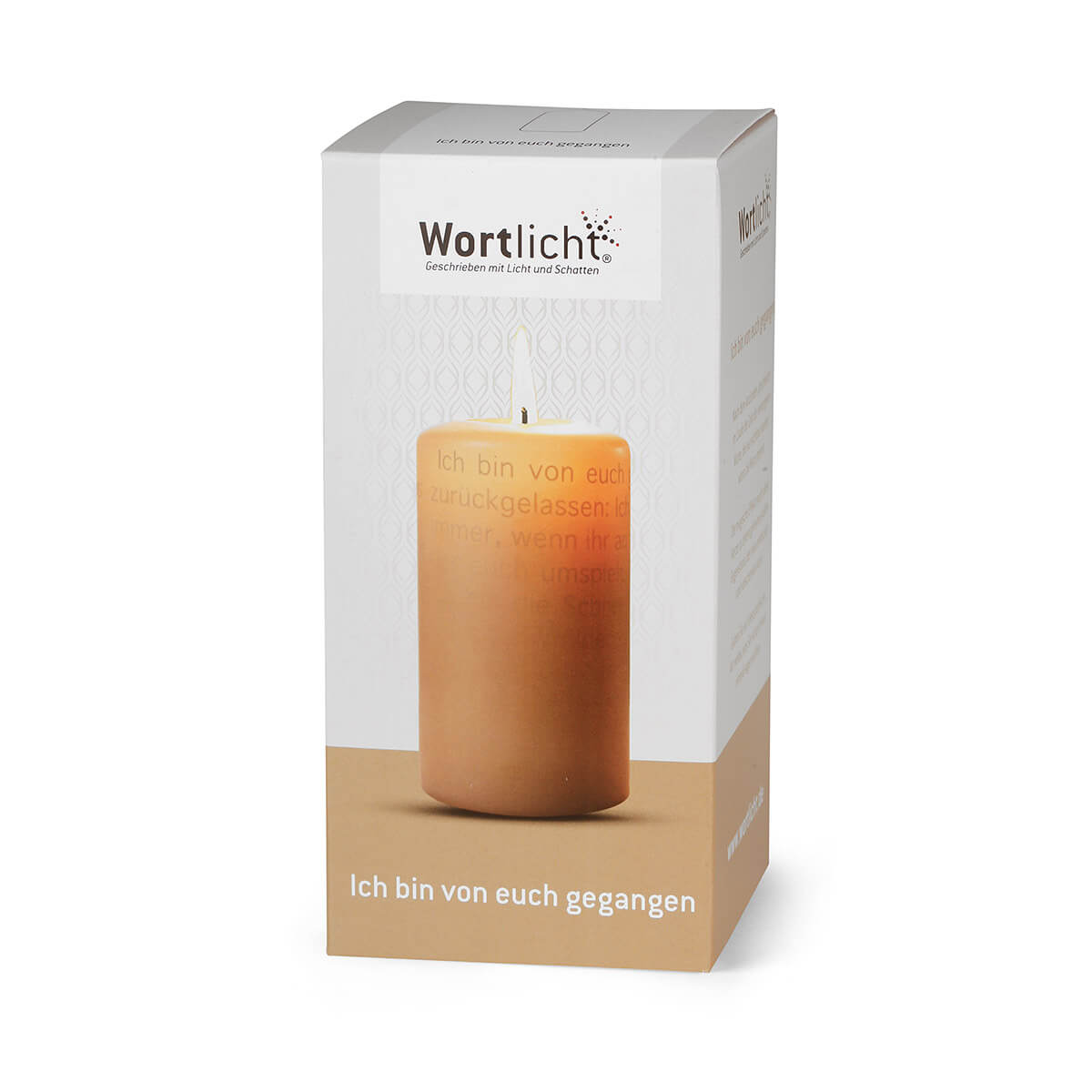 Wortlicht Kerze Trauer - Ich bin von euch gegangen - im Geschenkkarton.