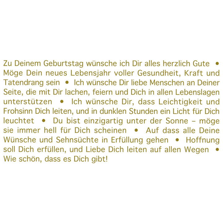 Der Text zur Wortlicht Kerze "Wünsche zum Geburtstag" opalgrün
