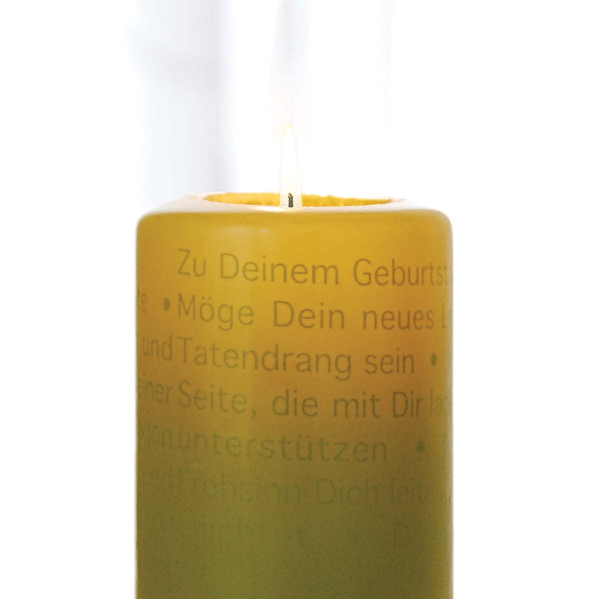 Leuchtende Wortlichtkerze "Wünsche zum Geburtstag" opalgrün