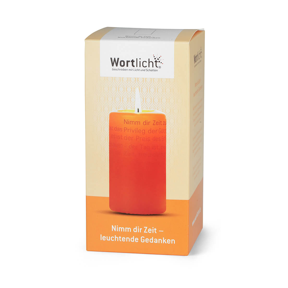 Wortlicht Kerze - Nimm dir Zeit - mandarin - Geschenk