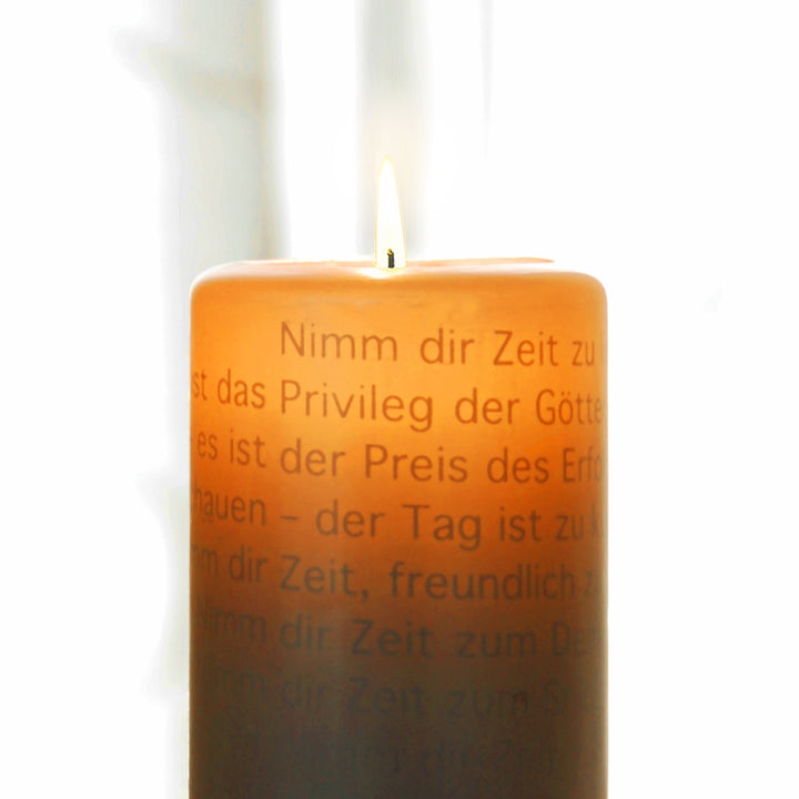 Leuchtende Wortlicht Kerze - Nimm dir Zeit - mandarin