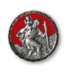Metallplakette Christophorus rot