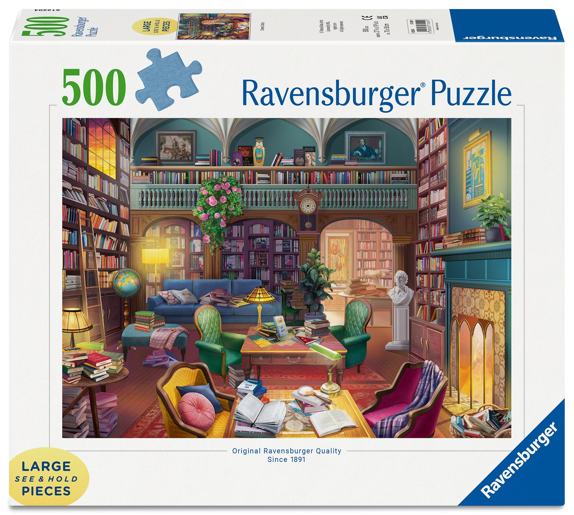 Ravensburger Puzzle 17459 - Magische Bücherwelt - 500 Teile Large Pieces, Puzzlespaß mit größeren Puzzleteilen für die ganze Familie -